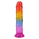 Фалоімітатор Doc Johnson Crystal Jellies - 7 Inch Сlassic Dong - Rainbow - мініатюра 2