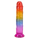 Фалоімітатор Doc Johnson Crystal Jellies - 7 Inch Сlassic Dong - Rainbow - мініатюра 3