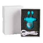 Ерекційне віброкільце S Pleasures Premium Rabbit Ring бірюзове, зі знімною віброкулею та вушками - мініатюра 3