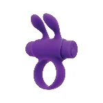 Ерекційне віброкільце S Pleasures Premium Rabbit Ring фіолетове, зі знімною віброкулею та вушками - мініатюра 1