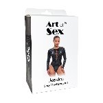 Вінілове боді з рукавами Art of Sex - Jessica, колір червоний, розмір L - мініатюра 3