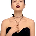 Чокер-удавка Art of Sex – Kaa, натуральна шкіра, колір чорний - мініатюра 1