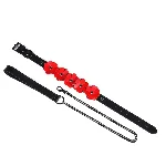 Нашийник з повідцем Liebe Seele Flower Rhythm - Black and Red Leather Flowers collar with Leash - мініатюра 2