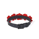 Нашийник з повідцем Liebe Seele Flower Rhythm - Black and Red Leather Flowers collar with Leash - мініатюра 3