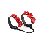 Поножі Liebe Seele Flower Rhythm - Black and Red Leather Flowers Hand Cuffs - мініатюра 1
