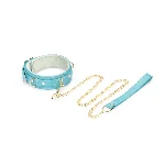 Нашийник з повідцем Liebe Seele Blue Lamb Leather Collar with Velvet Lining - мініатюра 1