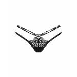 Трусики-стрінги Obsessive Blomentis thong, M/L, чорні, мереживні, боковинки — подвійні смужки - мініатюра 6