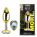Анальная пробка Egzo Gold Heart с кристаллом, золотая нержавеющая сталь, размер M - мініатюра 5