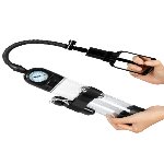 Вакуумная вибропомпа с манометром и вибрацией Penis Pump Steam-Gauge прозрачный - мініатюра 3