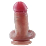 Большой фаллоимитатор с мошонкой на присоске OYO - Dildo Double Layer Silicone YQW-027 (длина 20 см, диаметр 4 см) - мініатюра 4