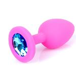 Силиконовая анальная пробка Boss Series - Jewellery Pink Silicon PLUG Small Light Blue S - мініатюра 5