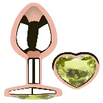 Анальная пробка EGZO Rose Gold Heart Plug M с лаймовым кристаллом из стали - мініатюра 2