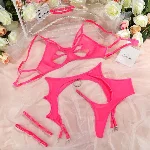 Сексуальное белье "Pink butterfly", яркий розовый, размер S - мініатюра 1