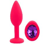 Силиконовая анальная пробка EGZO - Silicone Pink Round Plug Purple, size S - мініатюра 4