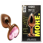 Анальная пробка EGZO Dark Gold Heart Plug Pink S с розовым кристаллом, металлическая - мініатюра 1