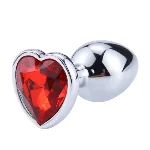 Металлическая анальная втулка “Heart” red, размер S - мініатюра 1