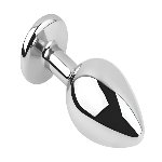 Анальная пробка с кристаллом EGZO - Silver Round Plug Clear size S - мініатюра 3
