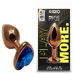 Анальная пробка EGZO Dark Gold Heart Plug S с синим кристаллом, металлическая - мініатюра 1