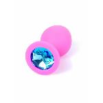 Анальная пробка с голубым кристаллом Plug-Jewellery Pink Silicon PLUG Medium- Light Blue Diamond - мініатюра 2