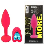 Анальный плаг EGZO Pink Heart Plug, анальная пробка с кристаллом, розовый медицинский силикон, S - мініатюра 1