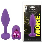 Анальная пробка EGZO Silicone Violet Heart Plug S, фиолетовая, с красным кристаллом - мініатюра 1