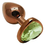 Анальная пробка EGZO Dark Gold Heart Plug S с кристаллом, металлическая, золотистая - мініатюра 2
