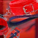 Мягкий красный ошейник "Love leash" с цепочкой-поводком и удобным черным держателем  Экокожа-металл - мініатюра 3