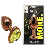 Анальный плаг с кристаллом EGZO Dark Gold Heart Plug Lime, металлический, размер S - мініатюра 1