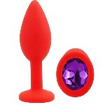 Силиконовая анальная пробка EGZO - Silicone Red Round Plug Purple, size S - мініатюра 2
