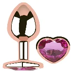 Анальная пробка EGZO Rose Gold Heart Plug Rose S со стальным корпусом и кристаллом - мініатюра 2