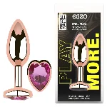 Анальная пробка EGZO Rose Gold Heart Plug M с кристаллом из нержавеющей стали, розовое золото - мініатюра 1