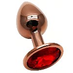 Анальная пробка с кристаллом EGZO - Dark Gold Round Plug Red, size S - мініатюра 2