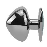 Анальная пробка с кристаллом EGZO - Dark Silver Heart Plug Red size S - мініатюра 4
