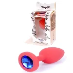 Силиконовая анальная пробка Boss Series - Jewellery Red Silicon PLUG Medium Blue M - мініатюра 1