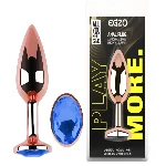 Анальная пробка с кристаллом EGZO - Rose Gold Round Plug Blue size M - мініатюра 1