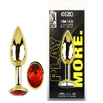 Анальная пробка с кристаллом EGZO - Gold Round Plug Red size S - мініатюра 1