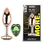 Анальная пробка EGZO Rose Gold Heart Plug M с кристаллом, нержавеющая сталь - мініатюра 1