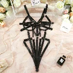 Эротический открытый боди с ремнями "Aisha", black - мініатюра 1