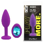 Анальная пробка EGZO Silicone Purple Aqua SFR-13S с голубым кристаллом, фиолетовая - мініатюра 1