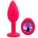 Силиконовая анальная пробка EGZO - Silicone Pink Round Plug Rainbow, size S - мініатюра 2