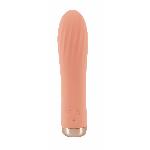 Ребристый мини-вибратор персикового цвета Mini Ribbed Vibrator - мініатюра 3