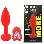 Анальная пробка EGZO Red Heart Plug S с красным кристаллом, силиконовая - мініатюра 1