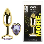 Анальная пробка EGZO Gold Heart Plug Amethyst M с кристаллом аметиста - мініатюра 5