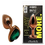 Анальная пробка EGZO Dark Gold Heart Plug Marine S с кристаллом, металлическая золотая - мініатюра 1
