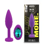 Силиконовая анальная пробка EGZO - Silicone Purple Round Plug Marine, size S - мініатюра 1