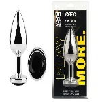 Анальная пробка с кристаллом EGZO - Silver Round Plug Black size M - мініатюра 1