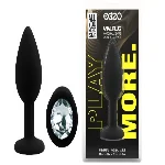 Силиконовая анальная пробка EGZO - Silicone Black Round Plug Clear, size S - мініатюра 1