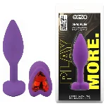 Анальная пробка EGZO Violet Heart Plug S, фиолетовая силиконовая с кристаллом - мініатюра 1