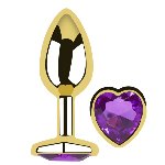 Анальная пробка с кристаллом EGZO - Gold Heart Plug Purple size S - мініатюра 2