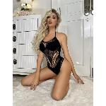 Боди Cindy сетка с узором розы, размер S/L black (без доступа) - мініатюра 4